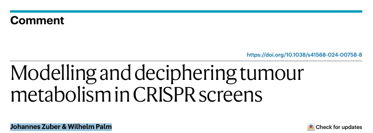 Modelling and deciphering tumour metabolism in CRISPR screens article cover